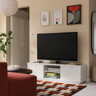 IKEA BYÅS Comoda TV, lucios alb, 160x42x45 cm