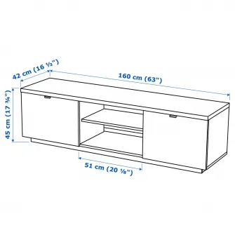 IKEA BYÅS Comoda TV, lucios alb, 160x42x45 cm