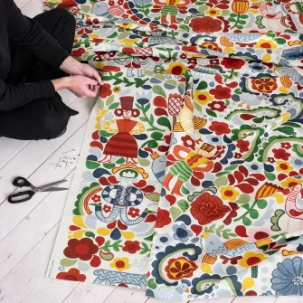 IKEA CINTIAKAKTUS Metraj pre-taiat, alb/multicolor, 150x300 cm