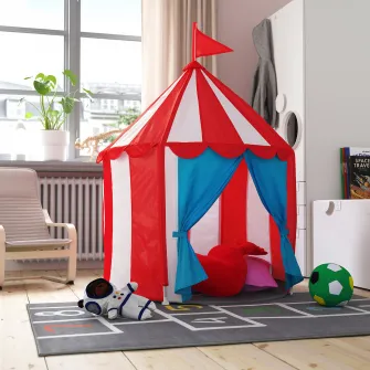 IKEA CIRKUSTÄLT Cort pentru copii, rosu albastru/alb