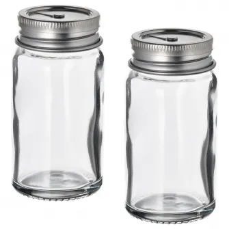 IKEA CITRONHAJ Recipient sare/piper, sticla transparenta/inox, 8 cm