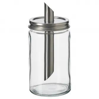 IKEA CITRONHAJ Recipient zahar, sticla transparenta/inox, 15 cm