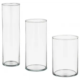 IKEA CYLINDER Set 3 vaze, sticla transparenta