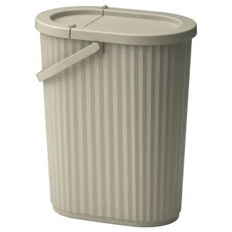 IKEA DAMMÄNG Cos cu capac, gri-bej, 26 l