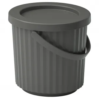 IKEA DAMMÄNG Cos cu capac, gri inchis, 8 l