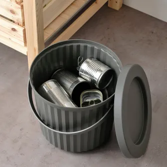 IKEA DAMMÄNG Cos cu capac, gri inchis, 8 l