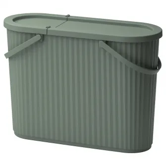 IKEA DAMMÄNG Cos cu capac, gri-verde, 48 l