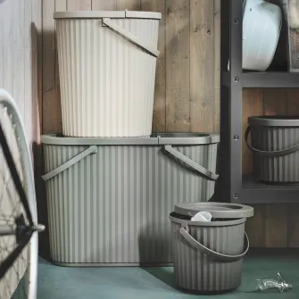IKEA DAMMÄNG Cos cu capac, gri-verde, 48 l