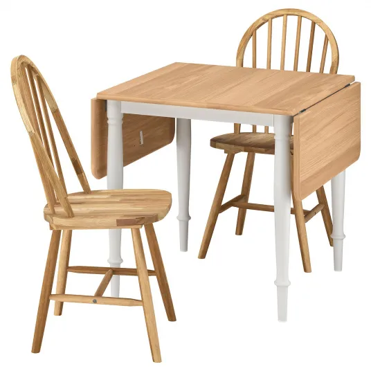IKEA DANDERYD / SKOGSTA Masa + 2 scaune, frnr stjr alb/acacia, 74x134/80 cm