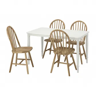 IKEA DANDERYD / SKOGSTA Masa + 4 scaune, alb/acacia, 130 cm
