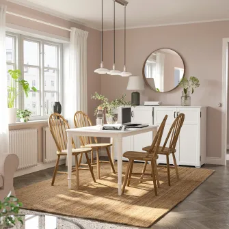 IKEA DANDERYD / SKOGSTA Masa + 4 scaune, alb/acacia, 130 cm