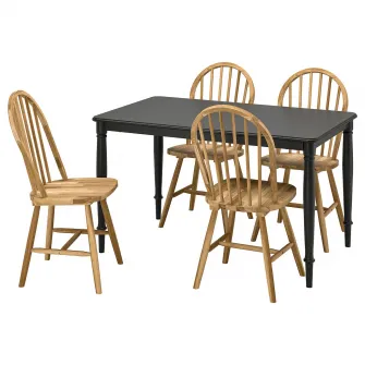 IKEA DANDERYD / SKOGSTA Masa + 4 scaune, negru/acacia, 130 cm