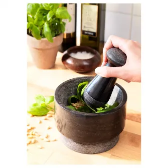 IKEA ÄDELSTEN Mojar+pistil, marmura negru