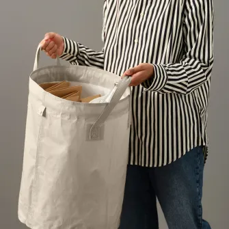 IKEA DIMPA Sac sortare cu capac, gri deschis-bej, 50 l