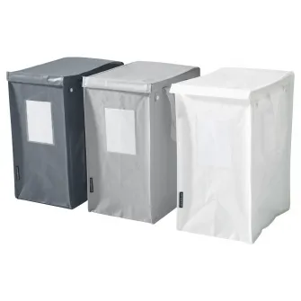 IKEA DIMPA Sacosa sortare deseuri, alb/gri inchis/gri, 22x35x45 cm/35 l