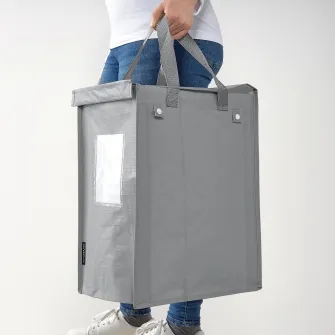 IKEA DIMPA Sacosa sortare deseuri, alb/gri inchis/gri, 22x35x45 cm/35 l