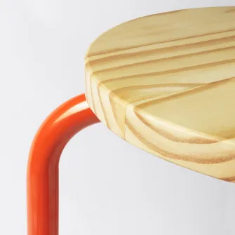 IKEA DOMSTEN Taburet, portocaliu/pin