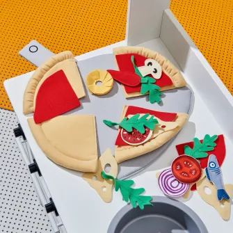 IKEA DUKTIG Set pizza, 24 piese, pizza/multicolor