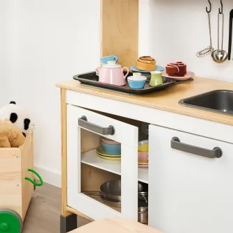 IKEA DUKTIG Set cana/farfurie jucarie, 8 piese, diverse culori