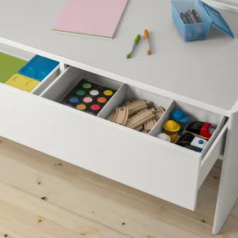 IKEA DUNDRA Masa activitati cu depozitare, alb/gri