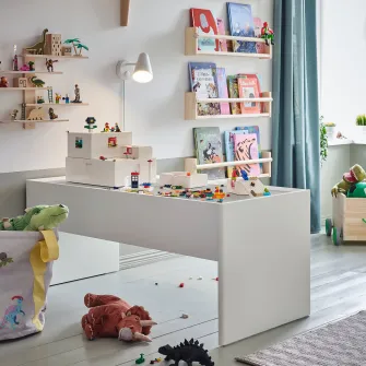 IKEA DUNDRA Masa activitati cu depozitare, alb/gri