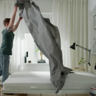 IKEA DVALA Cearsaf cu elastic, gri, 160x200 cm