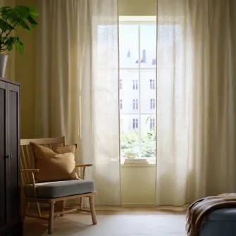 IKEA DYTÅG Draperii, 2buc, in bej/rjns, 145x300 cm