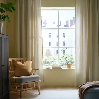 IKEA DYTÅG Draperii, 2buc, in bej/rjns, 145x300 cm