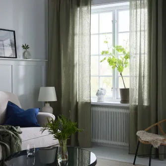 IKEA DYTÅG Draperii, 2buc, gri-verde/rjns, 145x300 cm