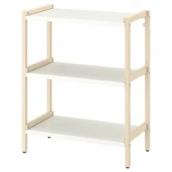 IKEA EKENABBEN Etajera deschisa, plop/alb, 70x34x86 cm