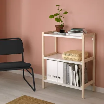 IKEA EKENABBEN Etajera deschisa, plop/alb, 70x34x86 cm