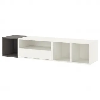 IKEA EKET Ansamblu depozitare media, alb/gri inchis, 175x35x35 cm