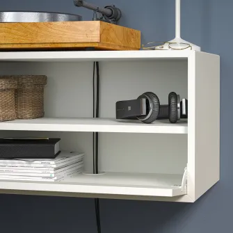 IKEA EKET Ansamblu depozitare media, alb/gri inchis, 175x35x35 cm