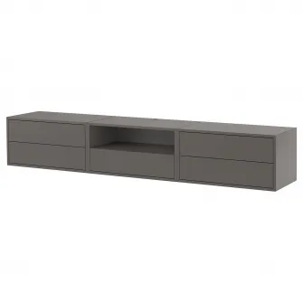 IKEA EKET Ansamblu depozitare media, gri inchis, 210x35x35 cm