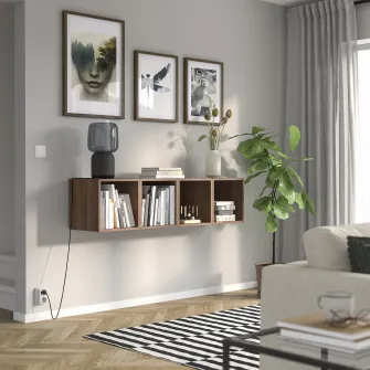 IKEA EKET Ansamblu depozitare suspendata, aspect nuc, 140x35x35 cm