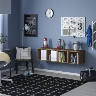 IKEA EKET Ansamblu depozitare suspendata, aspect nuc, 140x35x35 cm