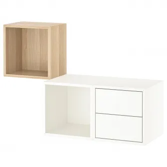 IKEA EKET Ansamblu depozitare suspendata, aspect stejar antichizat/alb, 105x35x70 cm