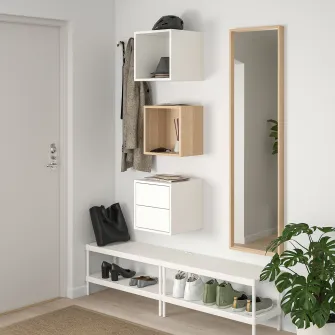 IKEA EKET Ansamblu depozitare suspendata, aspect stejar antichizat/alb, 105x35x70 cm