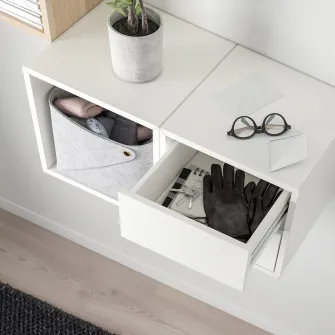 IKEA EKET Ansamblu depozitare suspendata, aspect stejar antichizat/alb, 105x35x70 cm