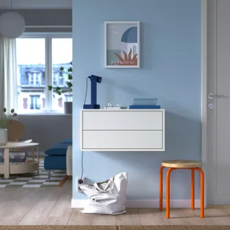 IKEA EKET Ansamblu depozitare suspendata, cu 2 sertare/alb, 70x35x35 cm