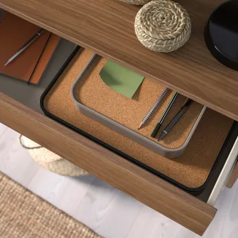 IKEA EKET Ansamblu depozitare suspendata, cu 2 sertare/aspect nuc, 70x35x35 cm