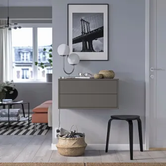 IKEA EKET Ansamblu depozitare suspendata, cu 2 sertare/gri inchis, 70x35x35 cm