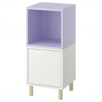 IKEA EKET Combinatie corp cu picioare, alb lila deschis/lemn, 35x35x80 cm