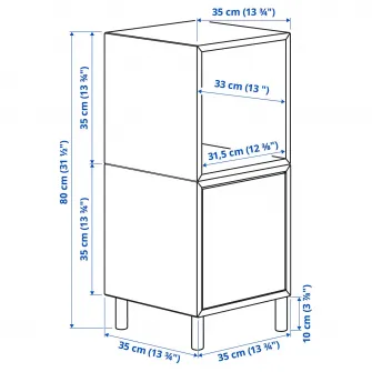 IKEA EKET Combinatie corp cu picioare, alb lila deschis/lemn, 35x35x80 cm