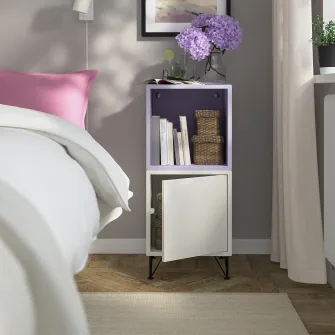 IKEA EKET Combinatie corp cu picioare, alb lila deschis/metal negru, 35x35x80 cm