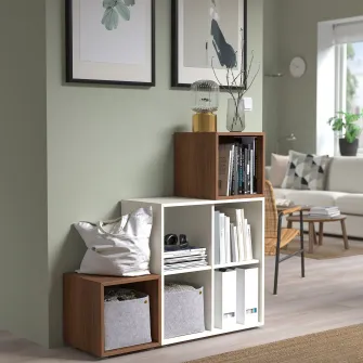 IKEA EKET Combinatie corp cu picioare, alb/aspect nuc, 105x35x107 cm