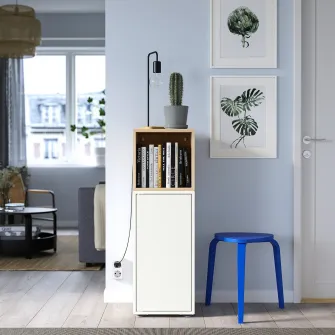 IKEA EKET Combinatie corp cu picioare, alb/aspect stejar antichizat, 35x35x107 cm