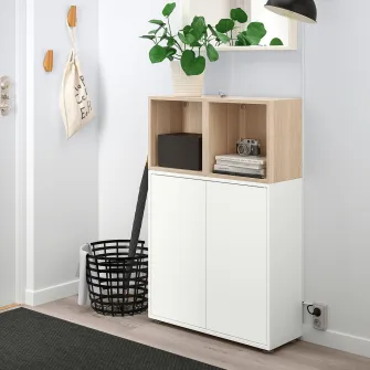 IKEA EKET Combinatie corp cu picioare, alb/aspect stejar antichizat, 70x35x107 cm