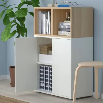IKEA EKET Combinatie corp cu picioare, alb/aspect stejar antichizat, 70x35x107 cm