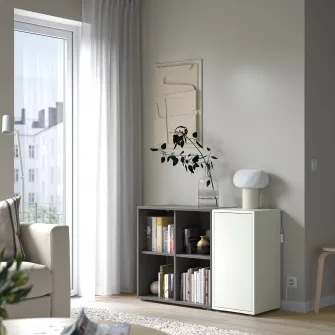 IKEA EKET Combinatie corp cu picioare, alb/gri inchis, 105x35x72 cm